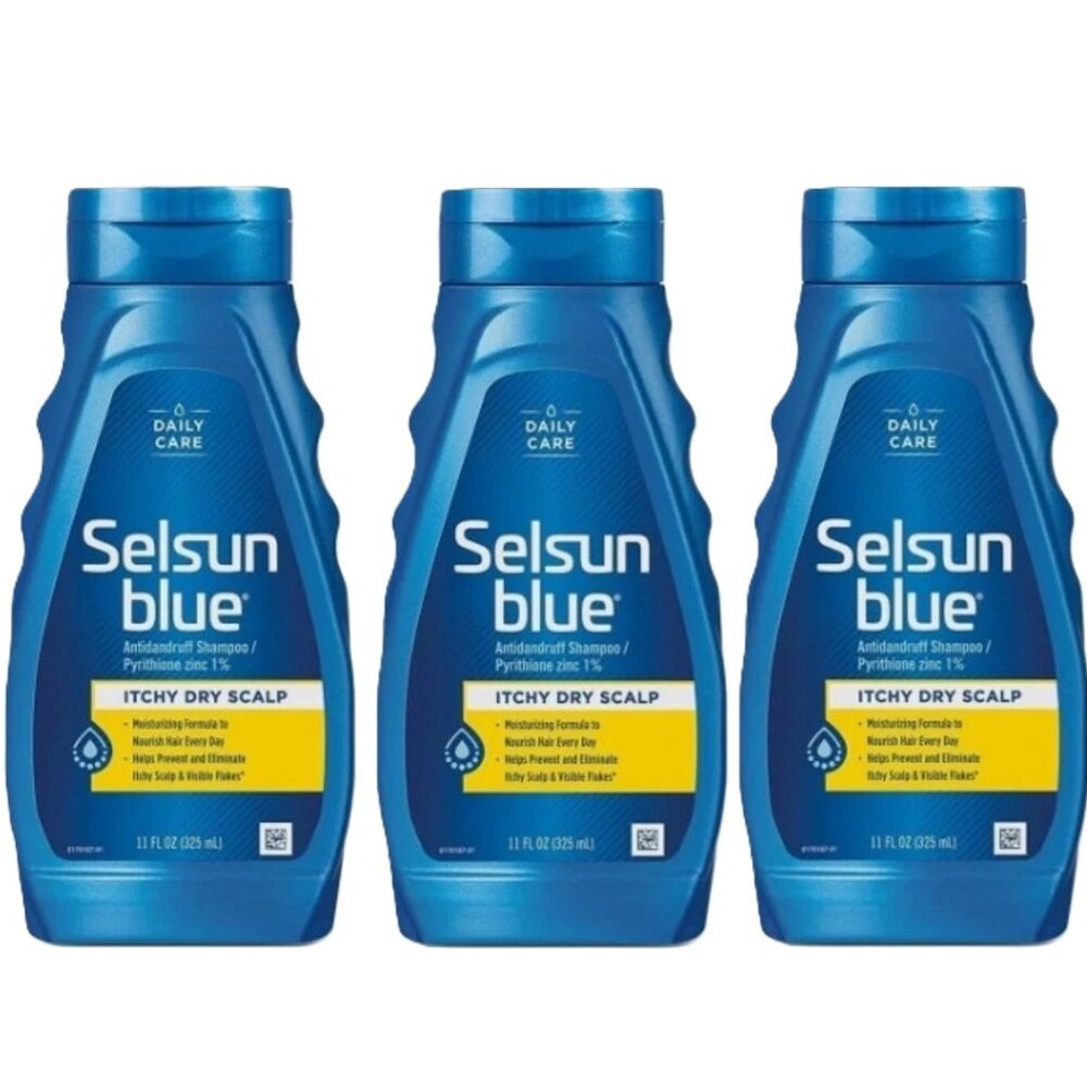 3 PACK Selsun Blue Itchy Dry Scalp Anti-dandruff Shampoo 11 oz each